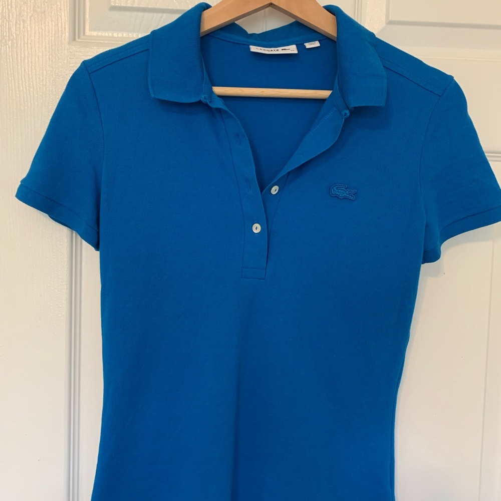 Lacoste Women's Vibrant Blue Button Down Shirt